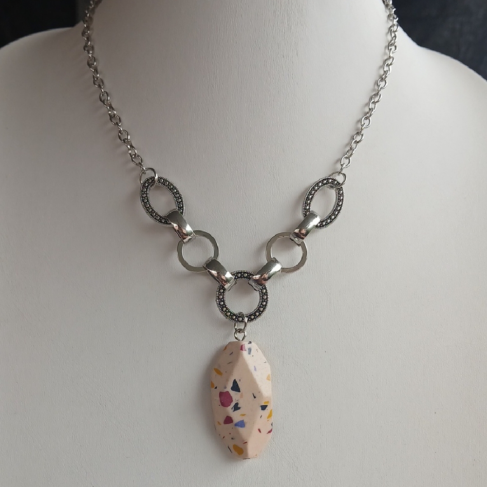 Paparazzi Silver and Cream Necklace with Elegant Pendant